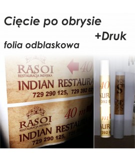 Druk na folii odblaskowej + cięcie po obrysie