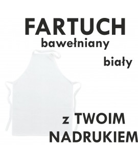 FARTUCH bawełniany BIAŁY z nadrukiem DTG