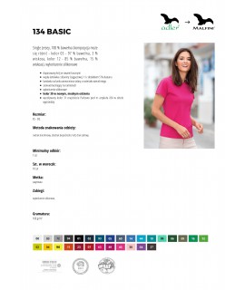 KOSZULKA DAMSKA KOLOROWA 134 BASIC z nadrukiem DTG / DTF - MALFINI