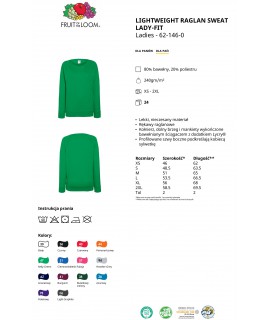 Bluza damska klasyczna 240g - 621460 - Fruit of the loom