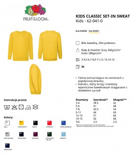 Bluza dziecięca klasyczna 280g - 620410 - Fruit of the loom