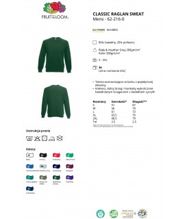 Bluza męska klasyczna 280g - 622160 - Fruit of the loom