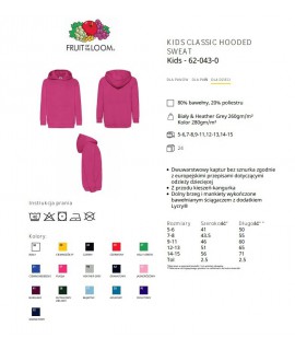 Bluza z kapturem Kangur dziecięca 280g - 620430 - Fruit of the loom