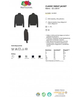 Bluza rozpinana męska 280g - 622300 - Fruit of the loom