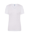 KOSZULKA DAMSKA BIAŁA TSRLCMFP - COMFORT V-NECK - Z NADRUKIEM DTG / DTF - JHK