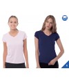 KOSZULKA DAMSKA BIAŁA TSRLCMFP - COMFORT V-NECK - Z NADRUKIEM DTG / DTF - JHK