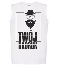 Koszulka Męska Biała Tsua Tnk - Tank Top z Nadrukiem DTG / DTF - JHK