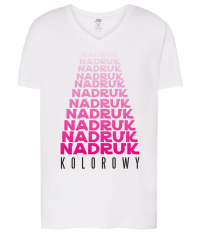 KOSZULKA MĘSKA BIAŁA TSUA PICO V-neck - Męska  Z NADRUKIEM DTG / DTF - JHK