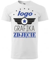 KOSZULKA MĘSKA BIAŁA 129 BASIC Z NADRUKIEM DTG / DTF - MALFINI