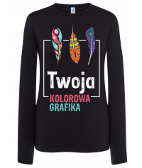 KOSZULKA DAMSKA z długim rękawem kolorowa TSRLCMF LS 150g z nadrukiem DTG / DTF - JHK