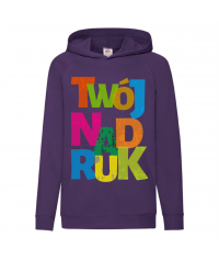 Bluza z kapturem Kangur dziecięca KOLOR 240g z nadrukiem DTG - 620090 - Fruit of the loom
