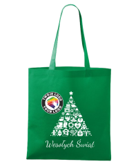 Torba bawełniana Świąteczna z logo - choinka wzorki - zielona