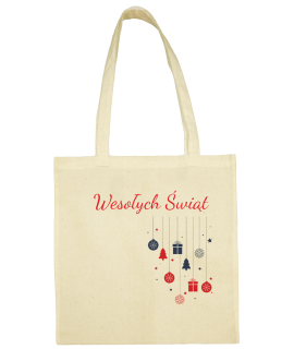 Torba bawełniana Świąteczna z logo - wiszące grafiki - ecru