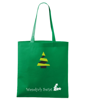 Torba bawełniana Świąteczna z logo - choinka zygzak - zielona