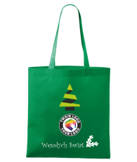 Torba bawełniana Świąteczna z logo - choinka zygzak - zielona