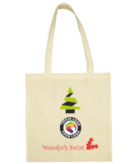 Torba bawełniana Świąteczna z logo - choinka zygzak - ecru