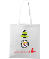 Torba bawełniana Świąteczna z logo - choinka zygzak - biała